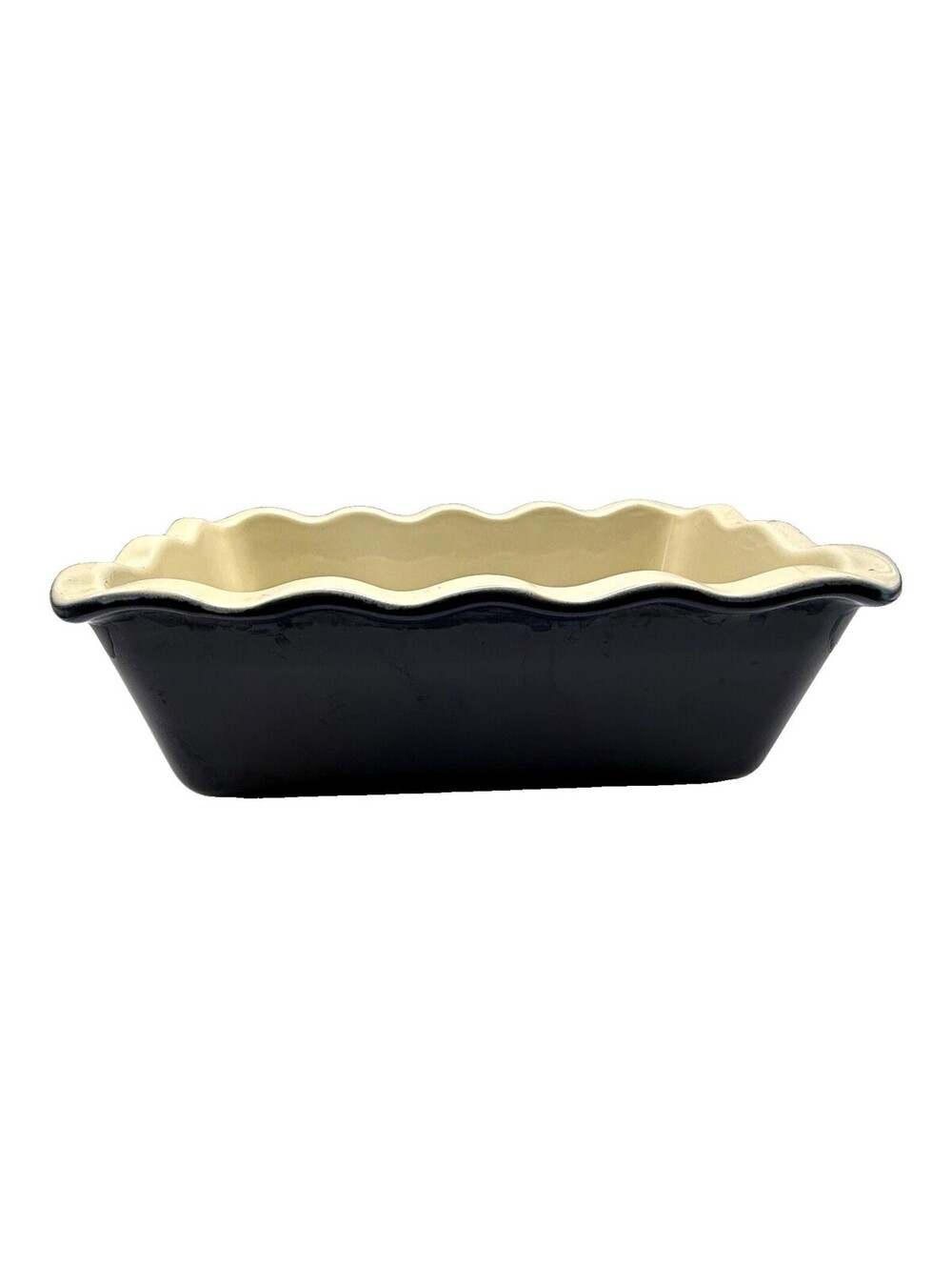 Emile Henry France Vintage Ceramic Loaf Pan Navy/Cream Oven Safe